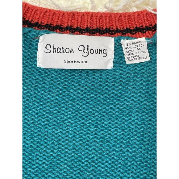 Vintage Southwestern Native American theme Cardigan Sweater Sharon Young Medium - Picture 3 of 5